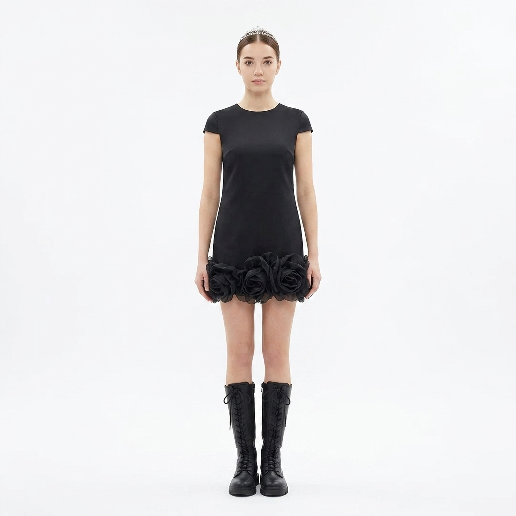 Robe Hannah Satin Noir - Cérémonie Ados