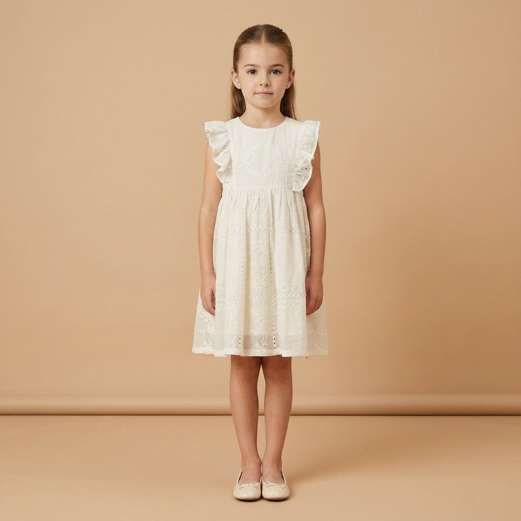 ROBE ECRU BRODÉE COTON