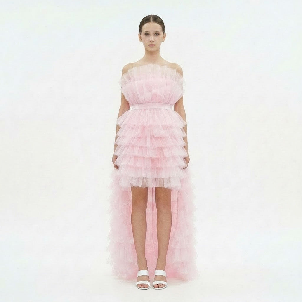 MADE-TO-ORDER - Robe de Soirée Romy Pétale Rose Bustier - Cérémonie Ados