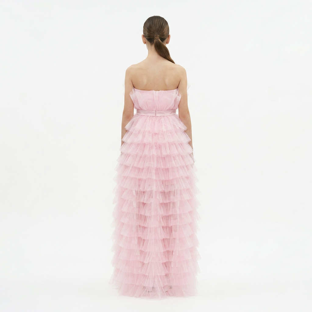 MADE-TO-ORDER - Robe de Soirée Romy Pétale Rose Bustier - Cérémonie Ados