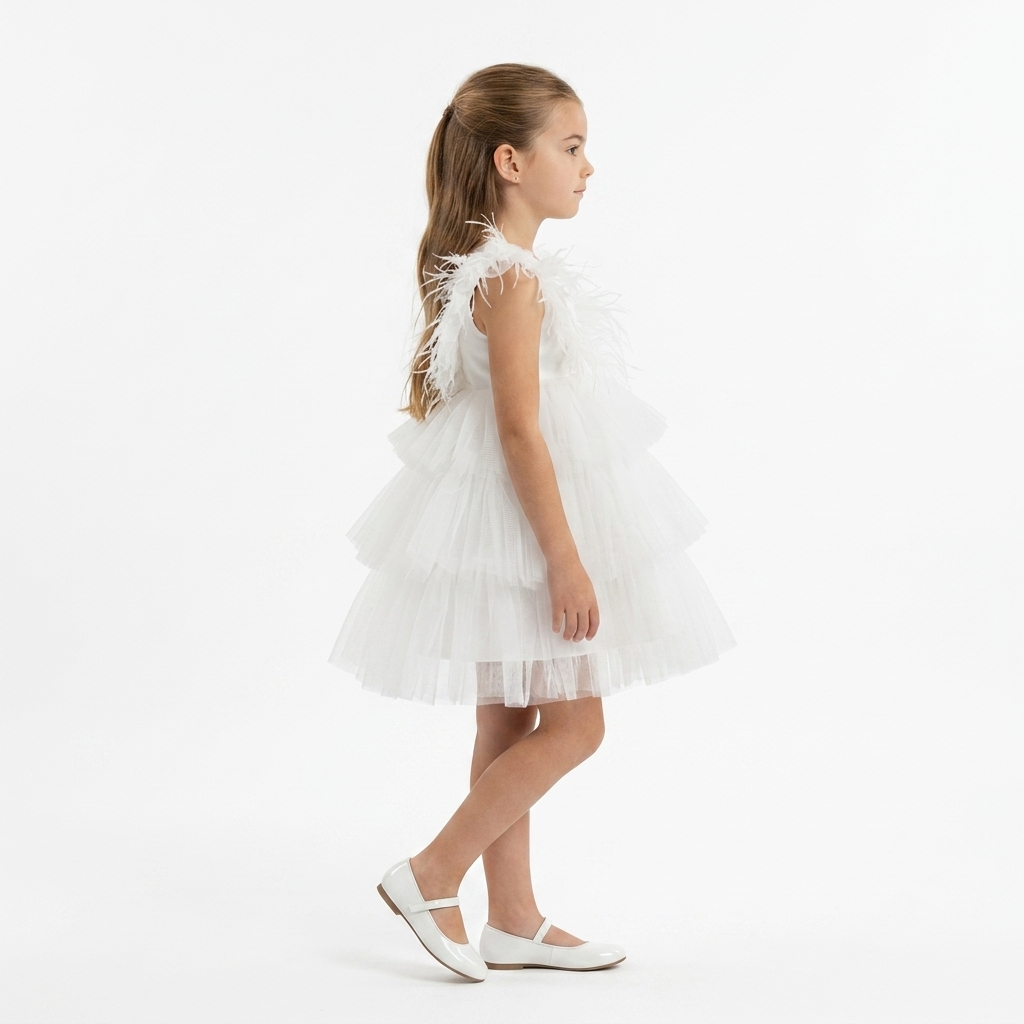 Robe Tulle et Plume Ivoire - Cérémonie Bébé