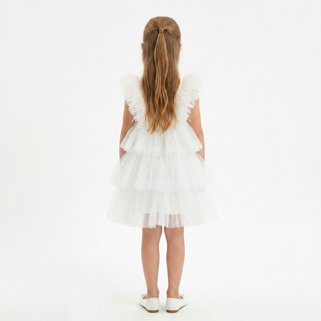 Robe Tulle et Plume Ivoire - Cérémonie Bébé