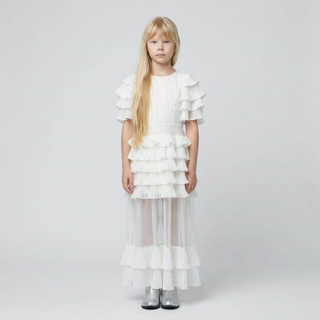 Robe Gabriella Mousseline Ivoire