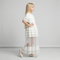 Robe Gabriella Mousseline Blanc Naturel - Cérémonie Enfant