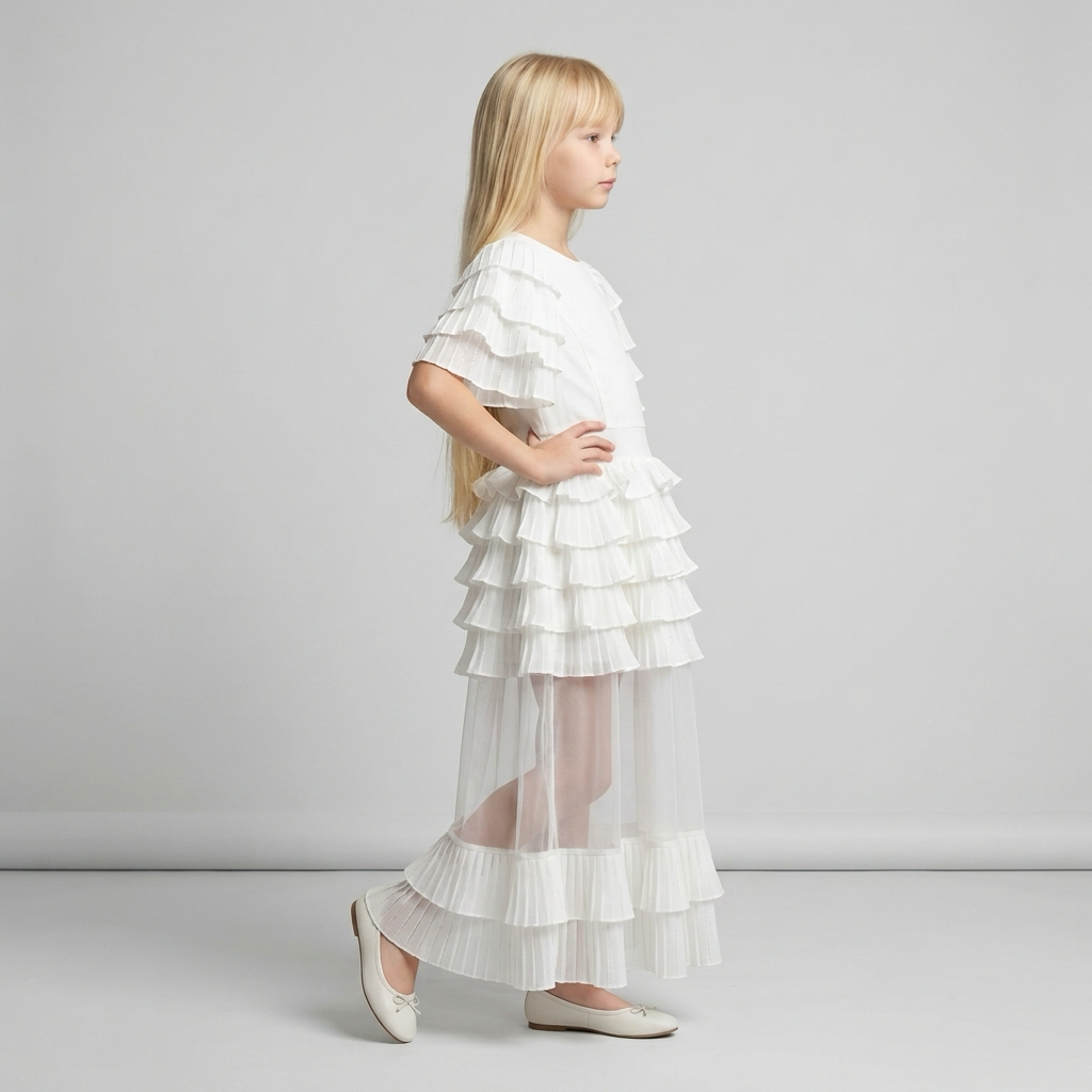 Robe Gabriella Mousseline Blanc Naturel - Cérémonie Enfant