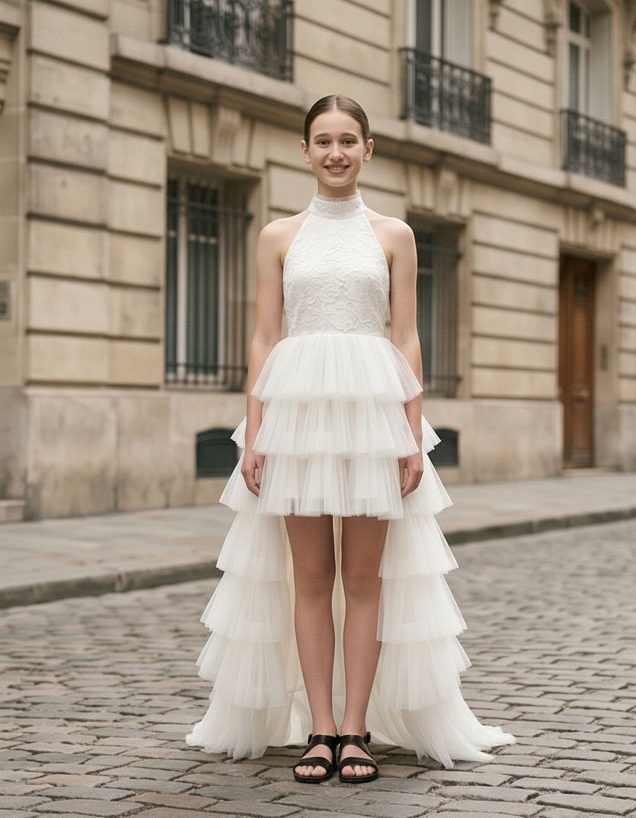 PRECOMMANDE - Robe Victoria Dentelle et Tulle - Robe de Cérémonie Ado
