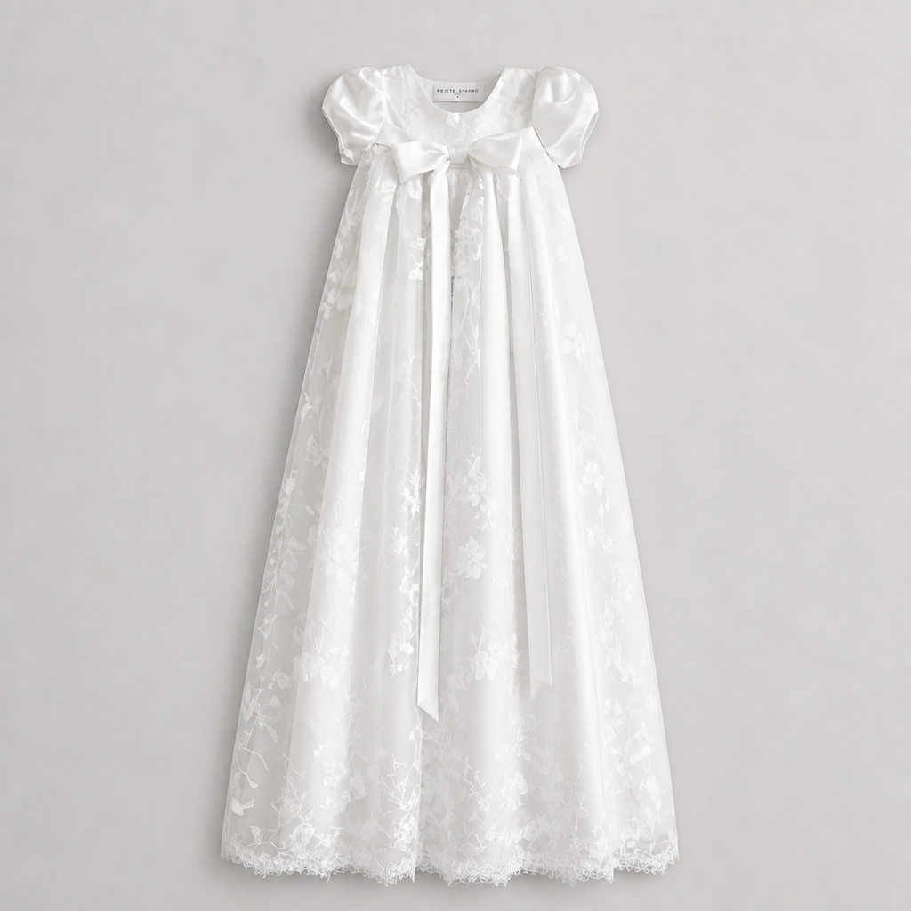 Robe longue Blanche de Baptême Nina - Cérémonie Bébé