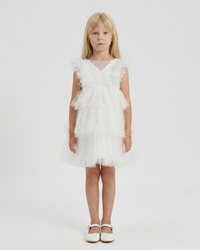 Robe Tulle et Plume Ivoire - Cérémonie Enfant
