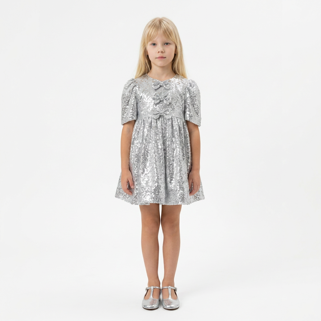 Robe Jenny Sequins Argent - Cérémonie Enfant