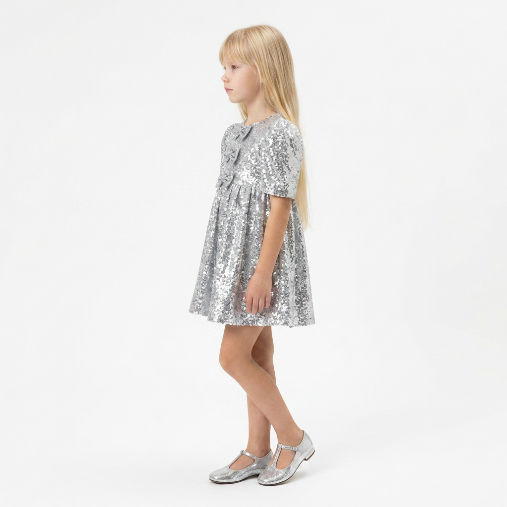 Robe Jenny Sequins Argent - Cérémonie Enfant
