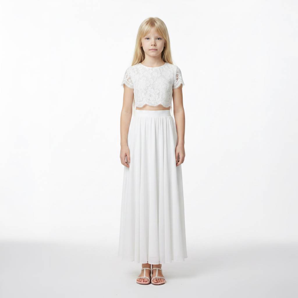 NEW - Ensemble bohème Sarah — Robe de cérémonie 2 pièces enfants | Baptême, Mariage, Communion (livraison octobre 2026)