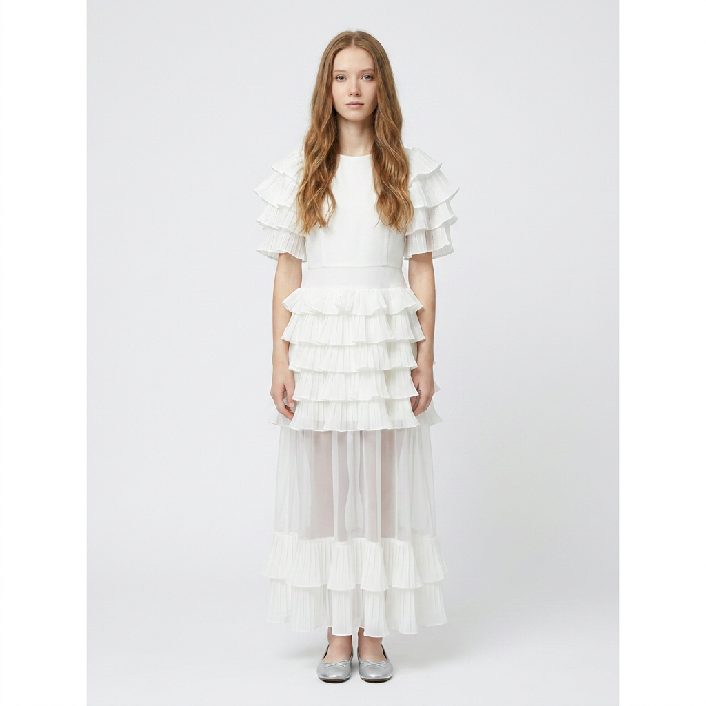 Robe longue Gabriella Blanc Naturel - Cérémonie Ados