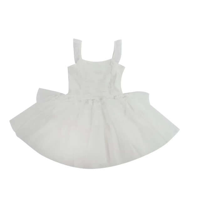 Robe tutu danseuse blanche bretelles et smocks