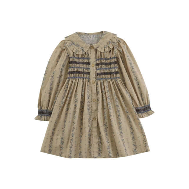 Robe coton fleurie vintage manches longues
