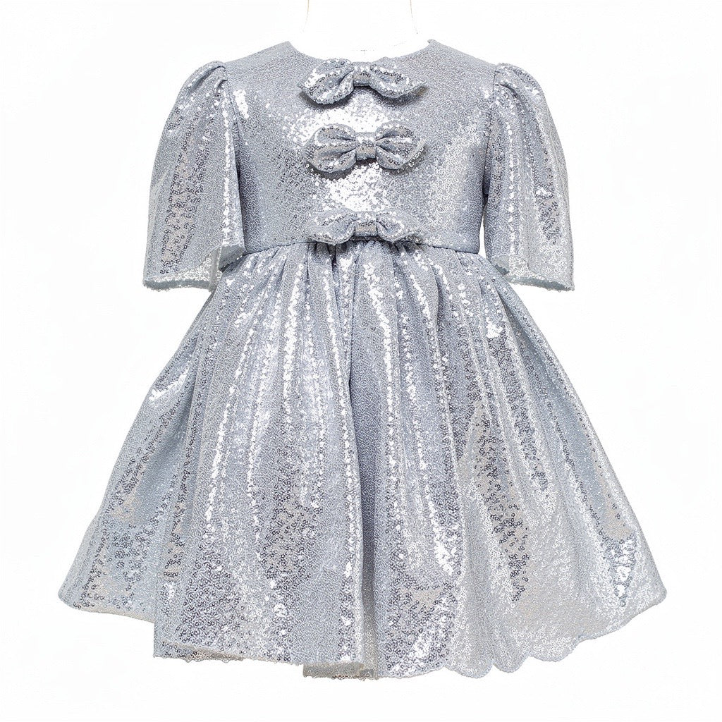 Robe Jenny Sequins Argent - Cérémonie Bébé