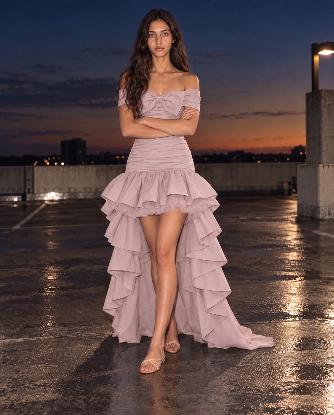 Robe de soirée Diva Rose Blush High Low - Ceremonie Ados