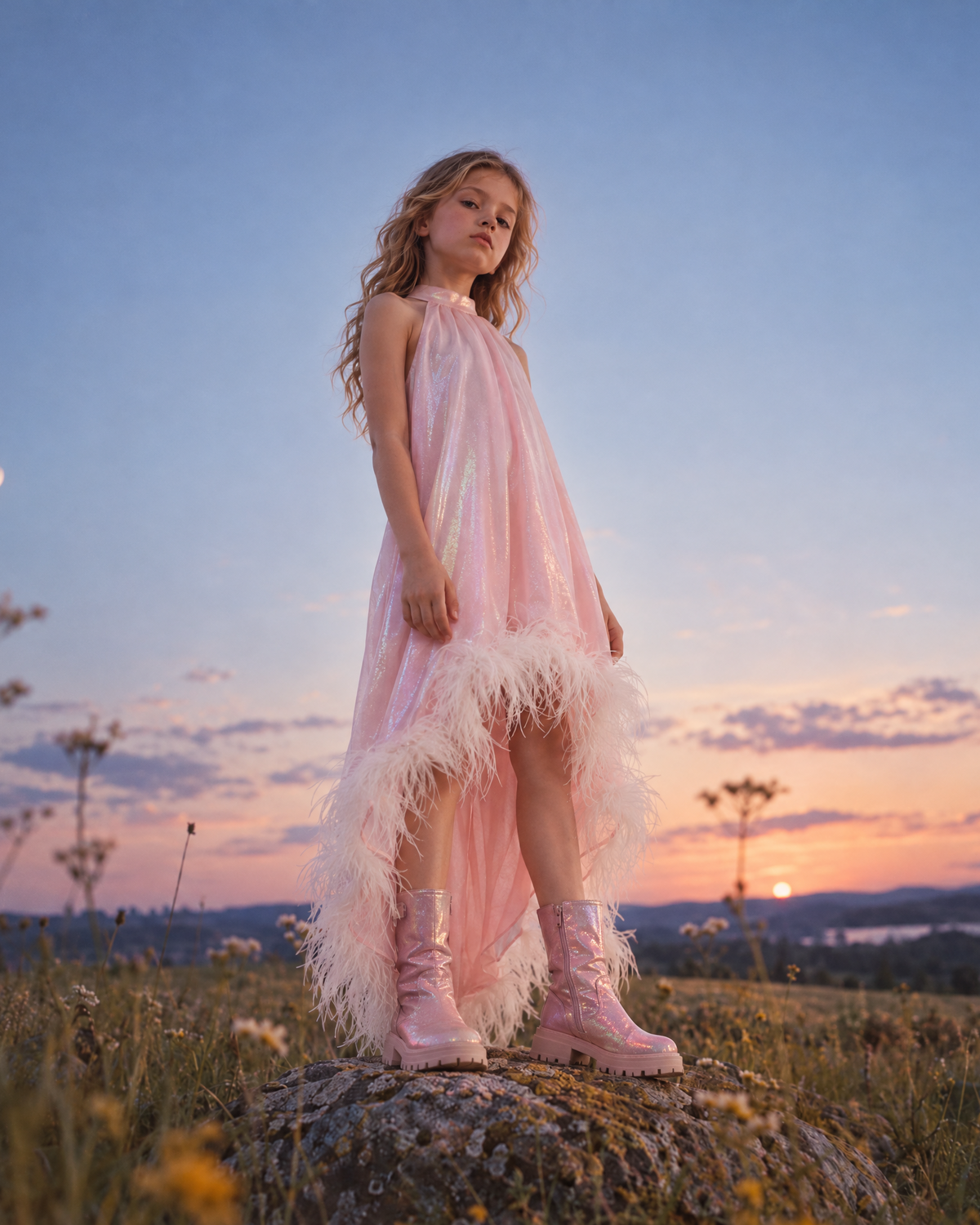 NEW - Robe de soirée Ida Rose Irisé et Plume - Enfants et Ados
