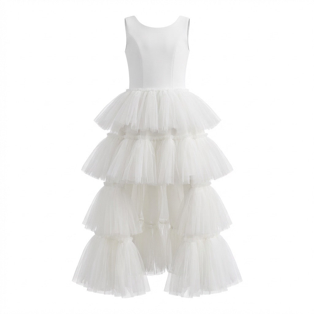 Location Modèle Claudia Débardeur Jupe Asymétrique Noir
 Ivoire