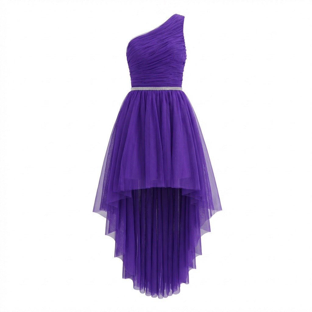 Location Modèle Sofia Robe Tulle Violet et Ceinture Strass