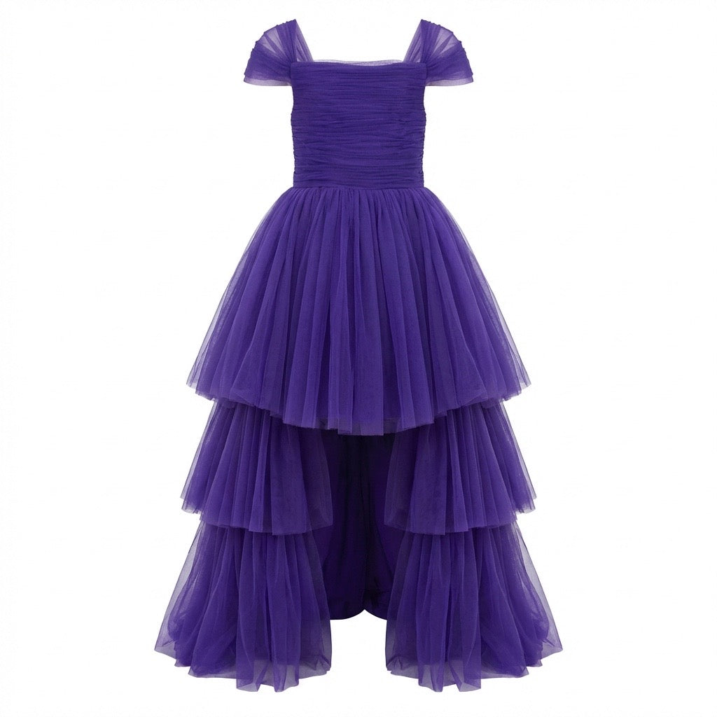 Robe de Soirée Ado Bianca Violet Seconde Main - Bustier et Manches Tulle 16 ans