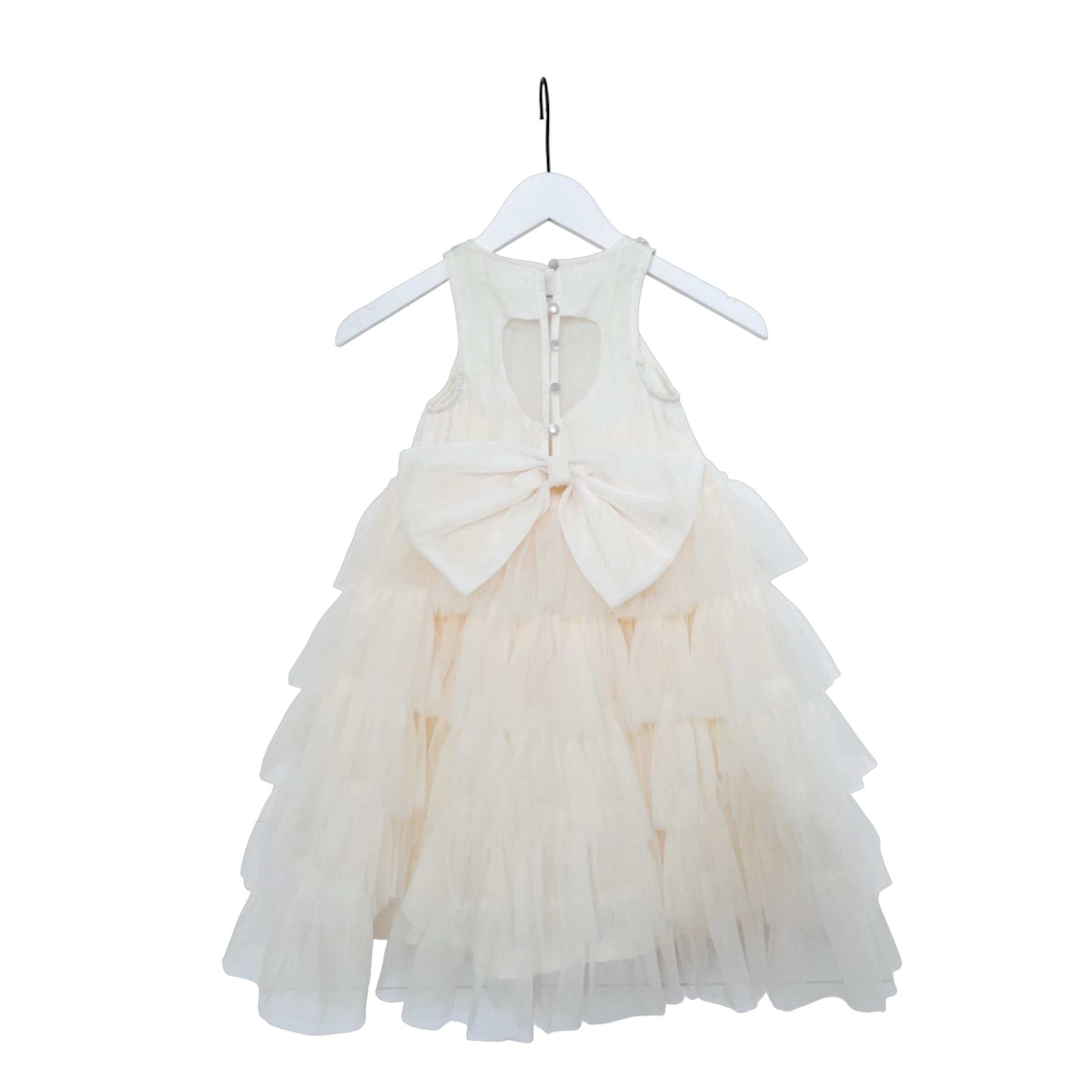 Robe cérémonie en tulle ivoire à perles et sequins – Petite Diane