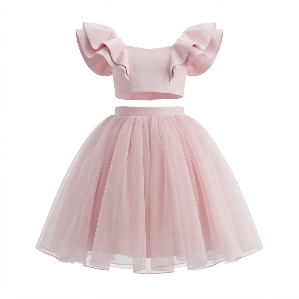 Ensemble Nesrine Tulle et Satin Rose
