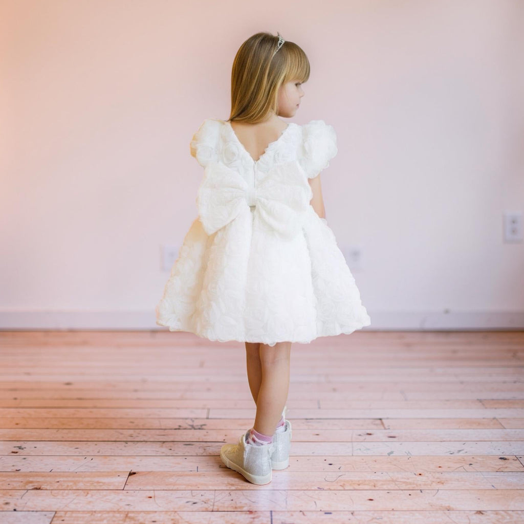 Robe floral manches ballon - Cérémonie enfants