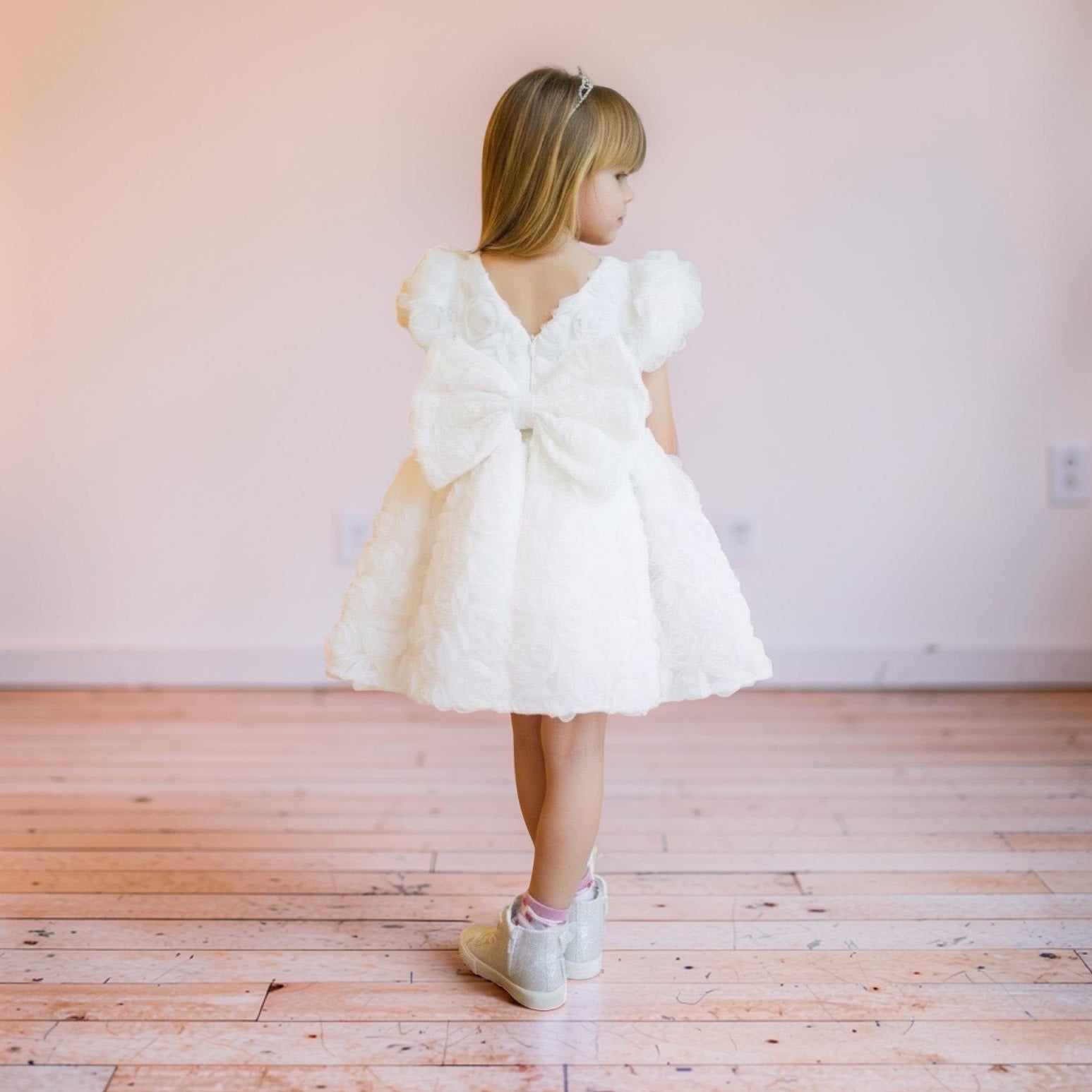 Robe floral manches ballon - Cérémonie enfants