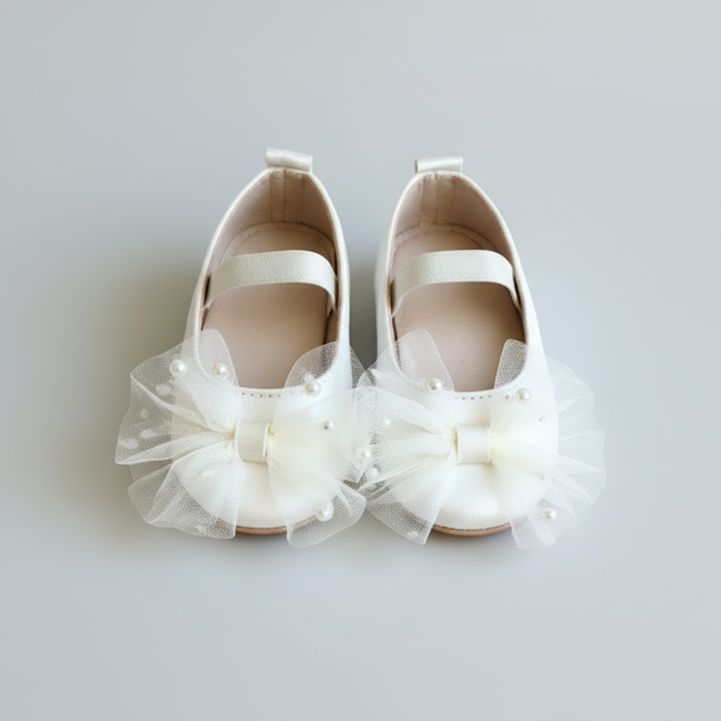 Chausson satin Ivoire - Cérémonie Bébé