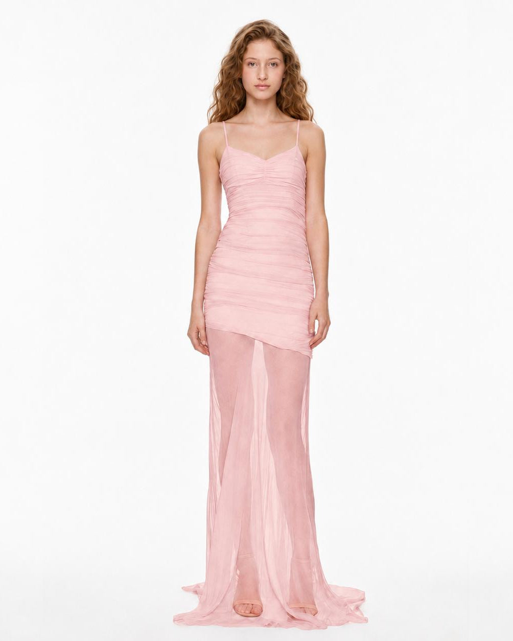 NEW - Robe longue fine bretelle Rose Pâle Chiara - Cérémonie | Petite Diane