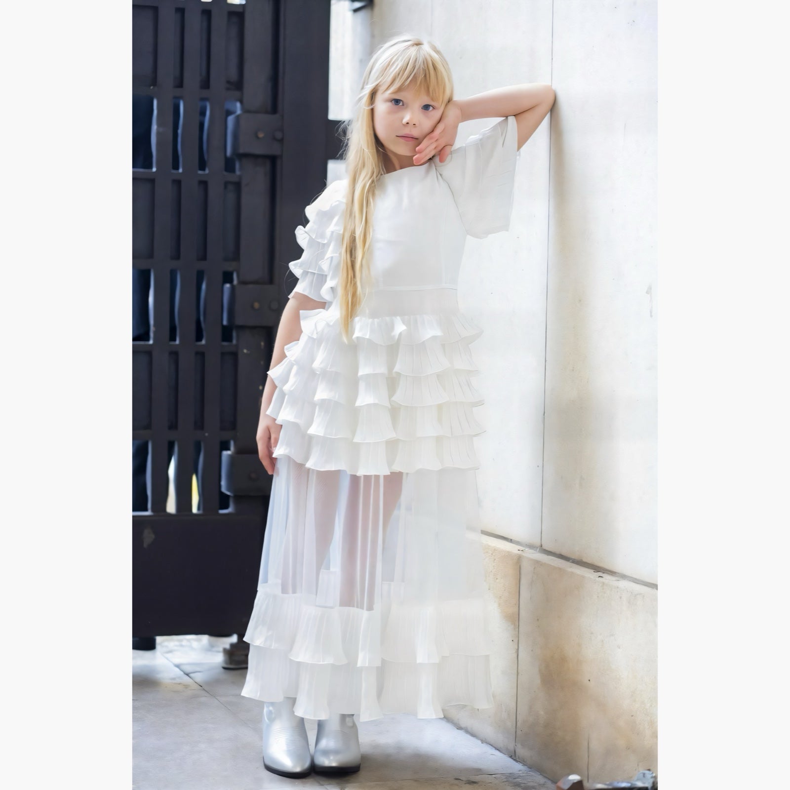 Robe Gabriella Mousseline Ivoire