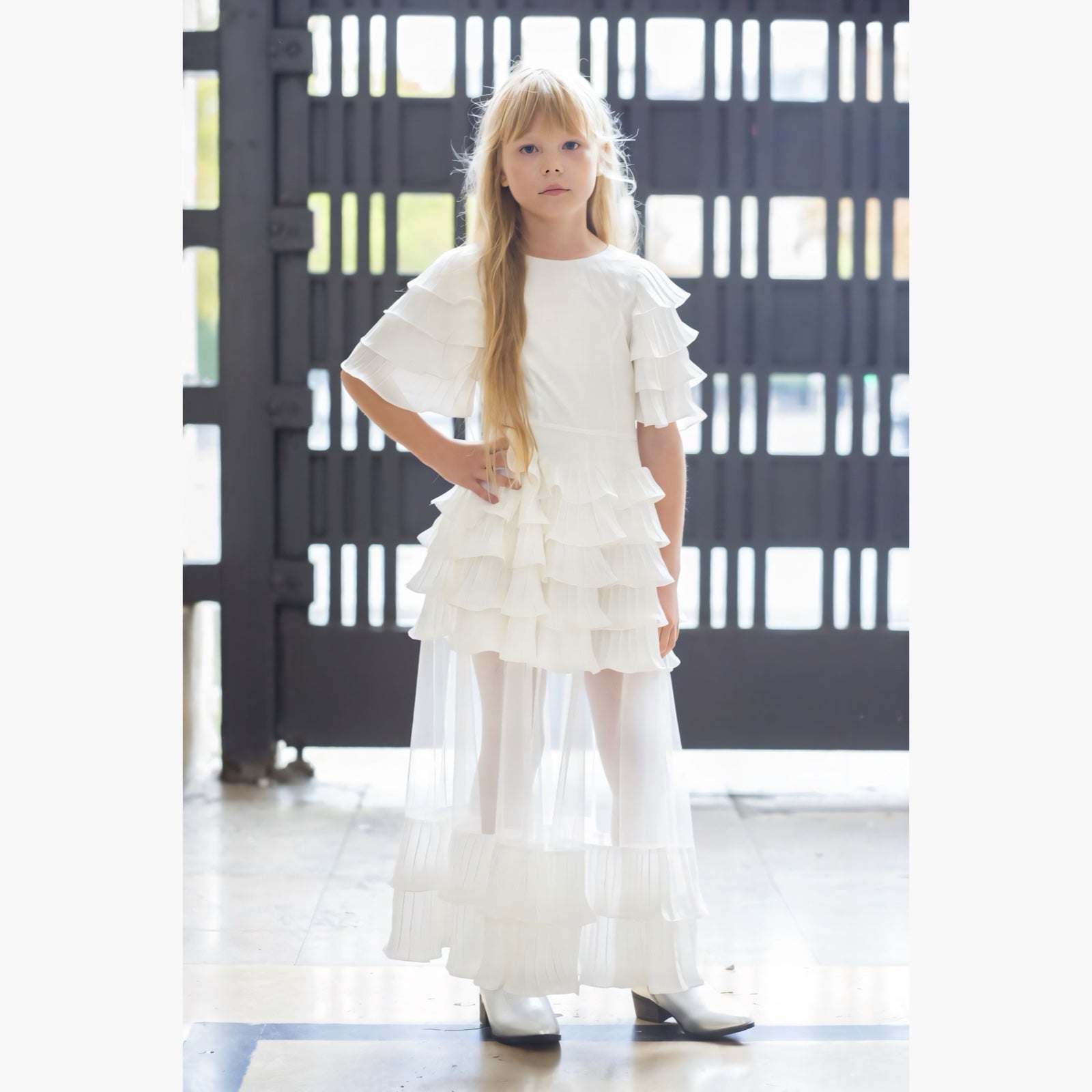 Robe Gabriella Mousseline Ivoire