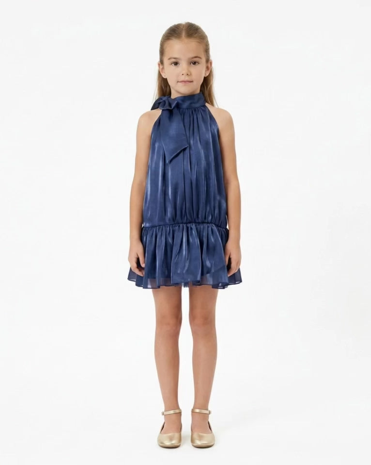 Robe Liv Mousseline Night Blue - Cérémonie Bébé