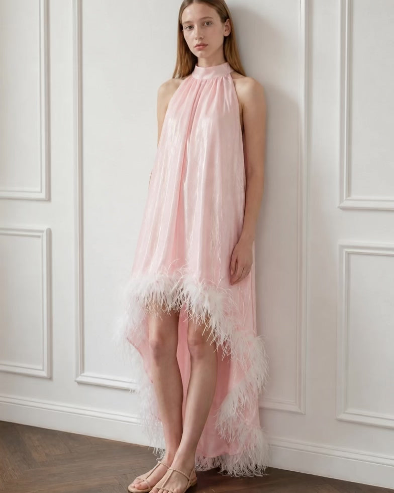 NEW - Robe Ida Rose Irisé et Plume - Cérémonie Ados | Petite Diane
