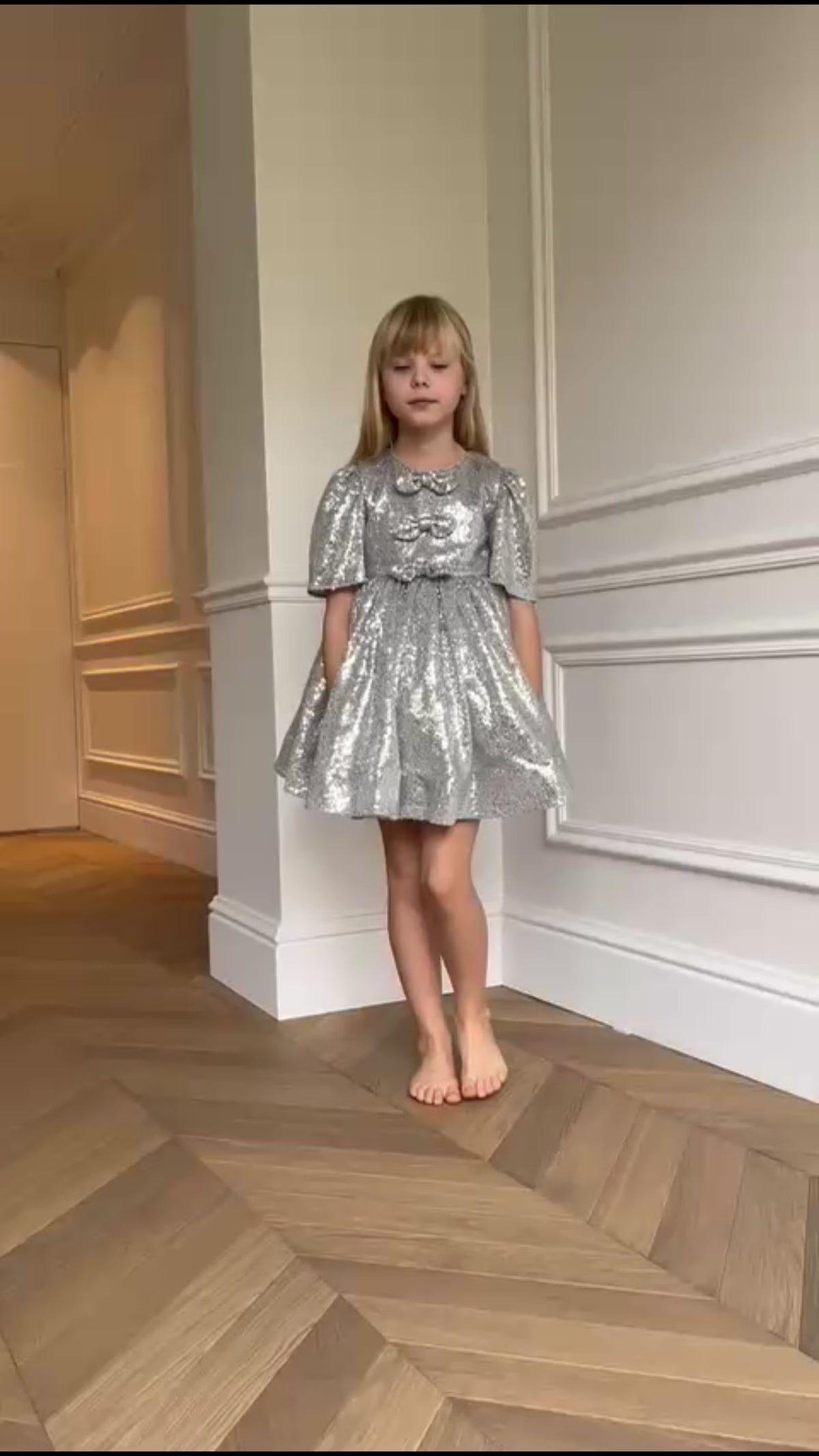 Robe Jenny Sequins Argent - Cérémonie Enfant