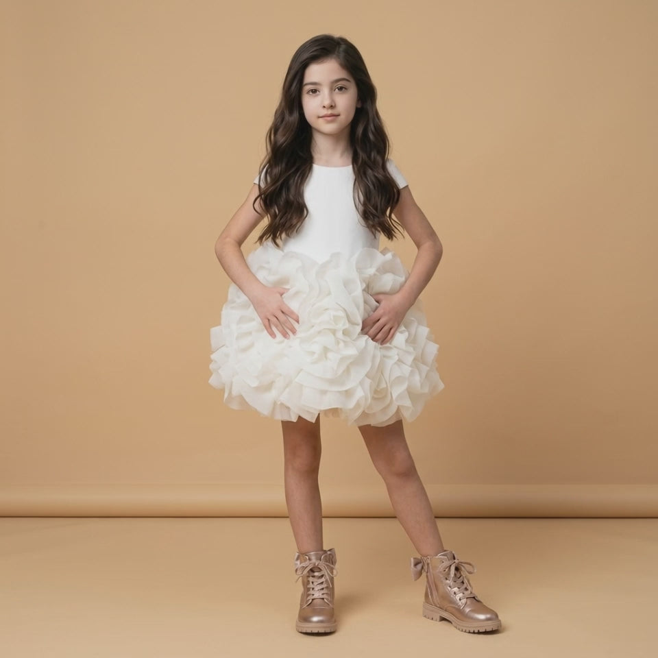 Robe Sharon Organza et velours à petites manches - Cérémonie enfant