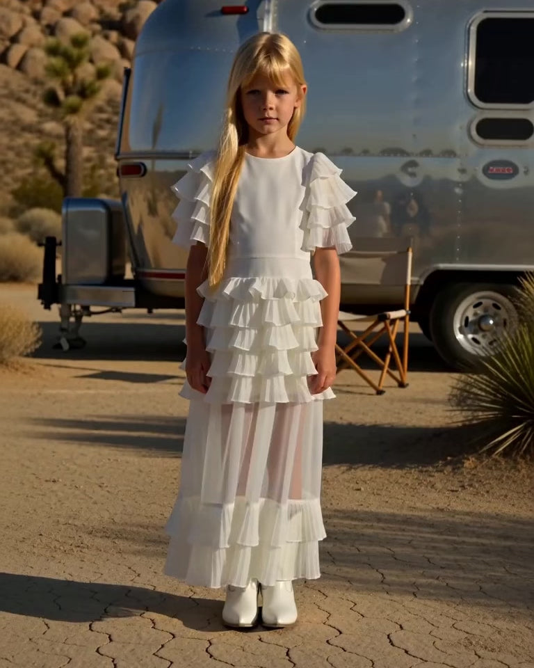 Robe longue Gabriella Blanc Naturel - Cérémonie Enfants et Ados