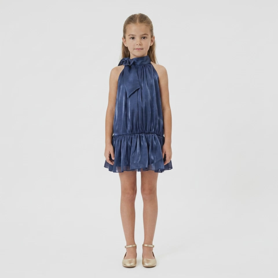 Robe Liv Mousseline Night Blue - Cérémonie Bébé