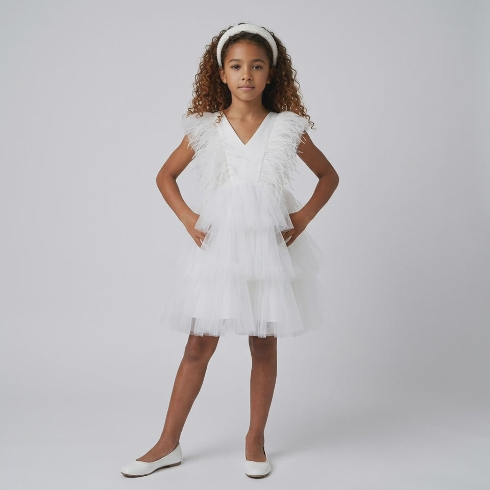 Robe Tulle et Plume Ivoire