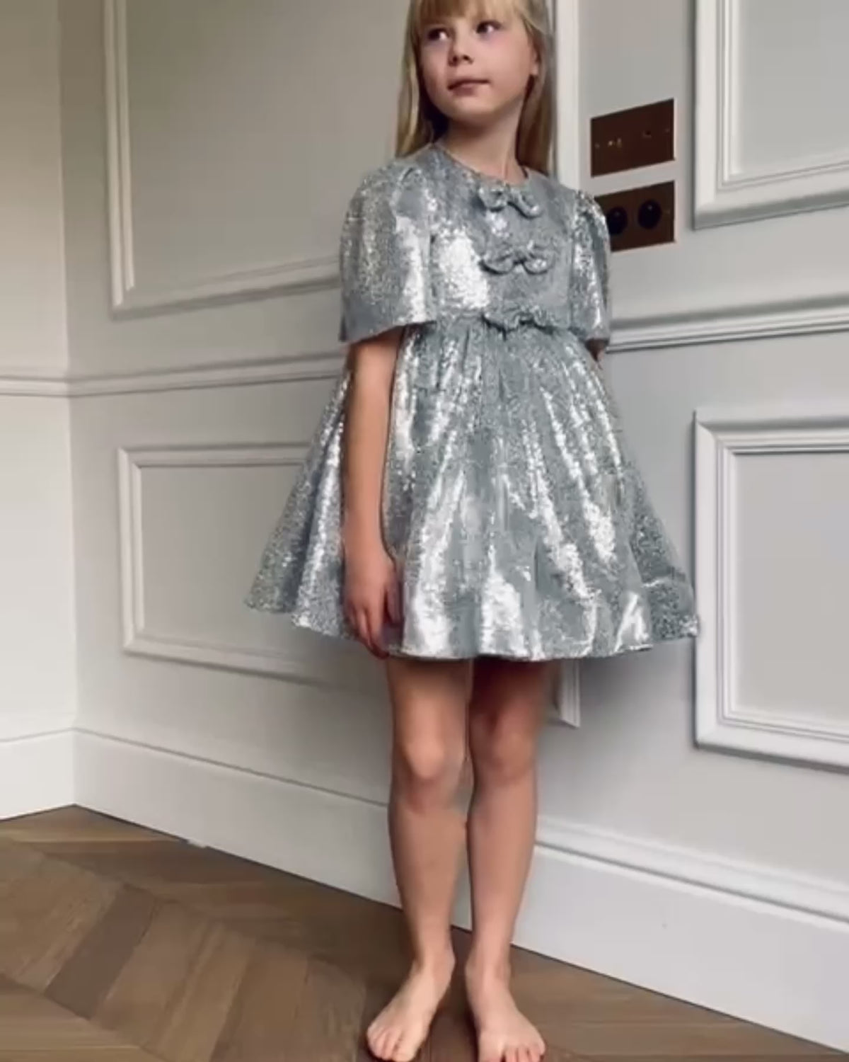 Robe Jenny Sequins Argent - Cérémonie Bébé et Enfant