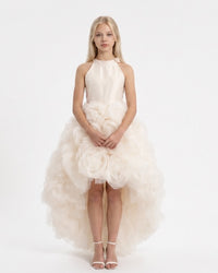 Robe Carla High Low ivoire pour adolescente – vue de face